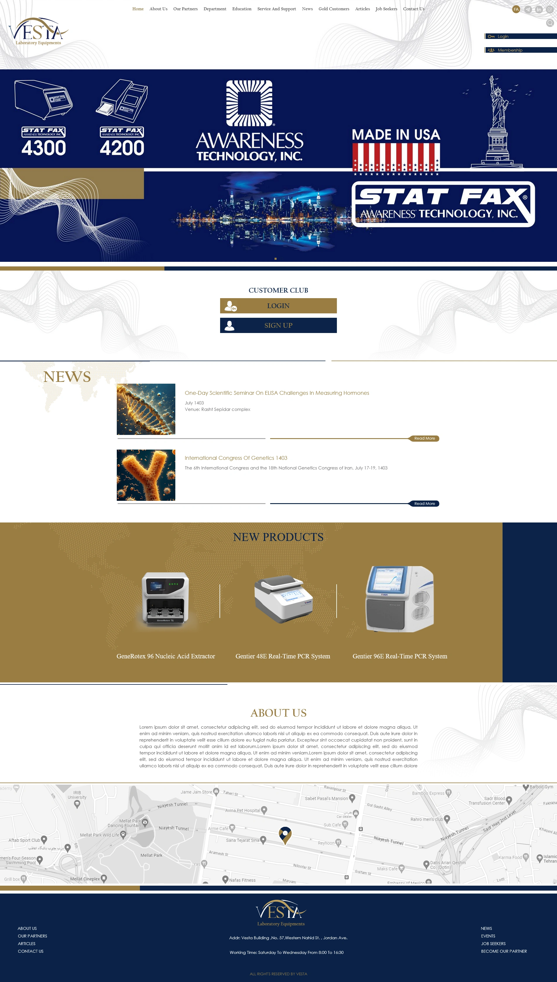 Vesta Laboratory Equipment Website Design